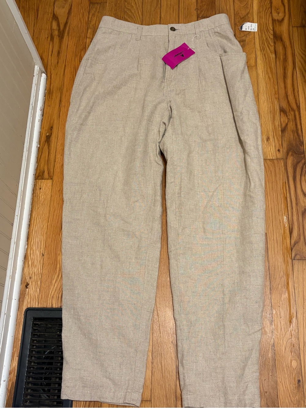 Lizwear  Beige Linen-Style Chinos - Relaxed Fit